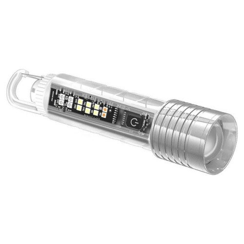 Super Bright Transparent LED Flashlight  Camping Torch USB Rechargeable Work Light with Hook Magnet Pocket Lantern 1