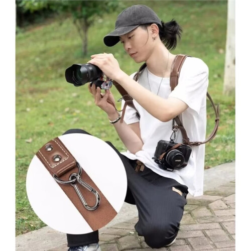 Double Camera Harness Quick-Release Buckles Universal Camera Carrier Strap for Photographers Leather Camera Chest Rig 1