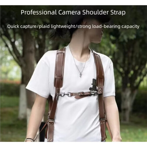 Double Camera Harness Quick-Release Buckles Universal Camera Carrier Strap for Photographers Leather Camera Chest Rig 2