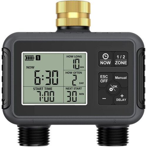 Dual Outlets  Irrigation Watering System Automatic Water Timer Sprinkle Faucet Hose Programmer for Garden Outdoor 2