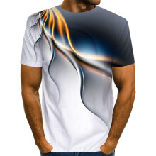 (White Gray,6XL)Camiseta masculina estampada em 3D manga curta solta exclusivamente gota de chuva gola alta verão