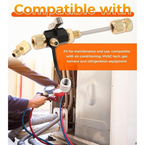 HVAC Valve Core Removal Tool with 10 Cores 1/4" Valve Core Remover - 5/16" System Connection for HVAC and AC System 2