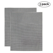 (2pc Black)Tapis de barbecue maille 2 pièces antiadhésif téflon cuisson plaque de cuisson doublure poisson neuf