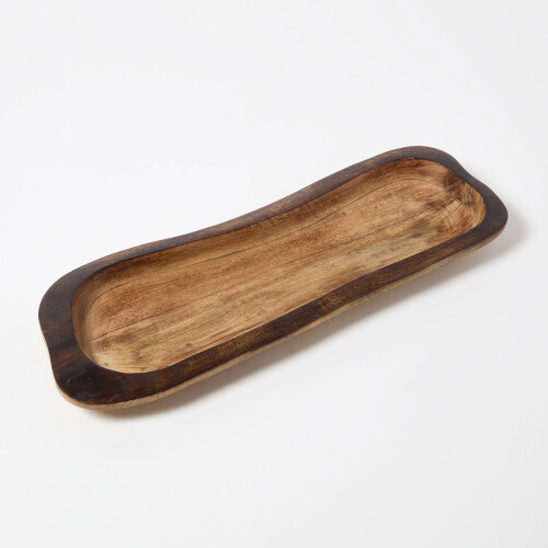 Homescapes Mango Wood Dough Bowl Natural Decorative Bowl