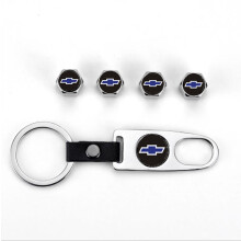 (Silver Blue)Car Wheel Tyre Tire Valve Dust Stems Air Caps Keychain Emblem Chevrolet