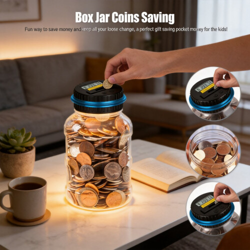 Creative Large Digital Coin Counting Money Saving Box Jar Bank Lcd Display Coins Gift Saving 2