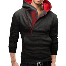(Gray Red,4XL)Herren Winter schmal Hoodie warm Kapuze Sweatshirt Mantel Jacke Oberbekleidung Geschenk Mode