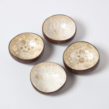 Coconut Shell Bowls Set of 4 Coconut & Capiz Shell