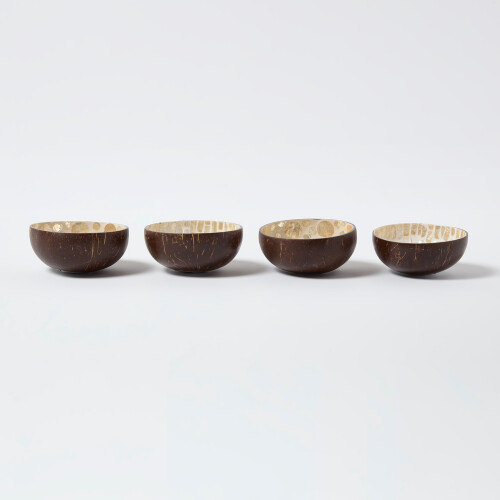 Homescapes Coconut Shell Bowls Set of 4 Coconut & Capiz Shell 1