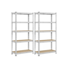Heavy Duty Metal Storage Shelf - Steel - Silver - Adjustable Shelves, Supports up to 875 kg