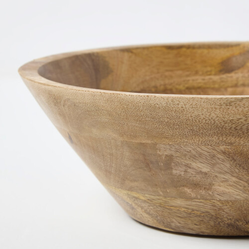 Homescapes Mango Wood Serving Bowl & Cutlery Set 2