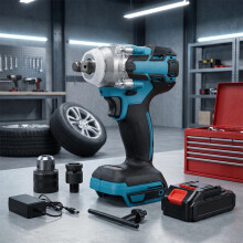Clé à choc électrique sans fil 520N.m, moteur sans balais, compatible batteries Makita, Noir et Bleu
