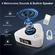 Digital Metronome Rechargeable for Piano, Guitar, Violin&All Instruments Wide Tempo 30-300 BPM , Timer Function White