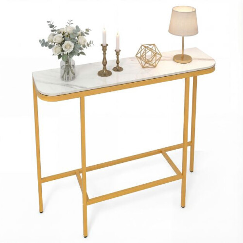 Bankconsoletafel, blad van imitatiemarmer, metalen frame, 110 cm 1