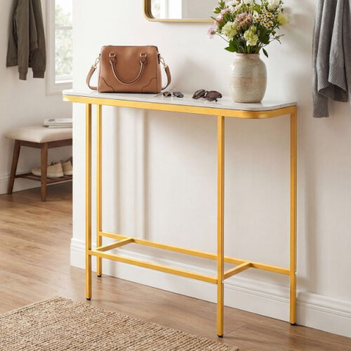 Bankconsoletafel, blad van imitatiemarmer, metalen frame, 110 cm 2