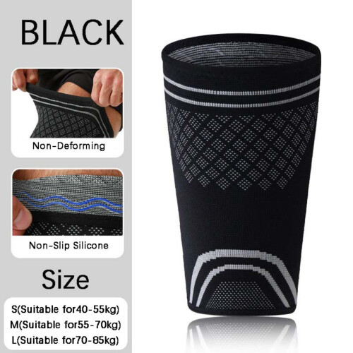 Nylon Thigh Compression Sleeves, Black M, 2 PCS, Sport Performance & Protection 1