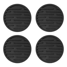 Non-Slip Heat Resistant Coasters for Table, 4-Pack Black PVC, Protect Furniture from Scratches