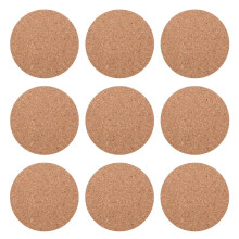 Set of 10 Cork Bar Drink Coasters, Absorbent Reusable 90mm, 5mm Thick, Natural