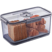 Airtight Bread Box for Kitchen Countertop, Clear Gray, BPA-Free Plastic, Keeps Bread Fresh with Lid