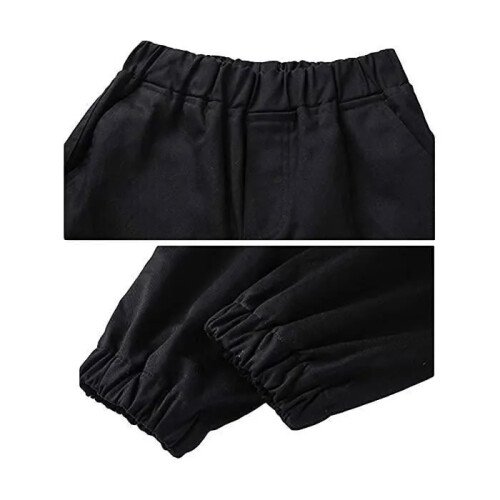 (110cm) Boys' Cargo Pants, Elastic Waist, Jogging Trousers, Ages 4-12, Black 2