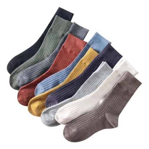 Women's Cotton Socks 10 Pairs, Solid Colors, Size 34-40, Breathable, Comfortable for Fall Winter