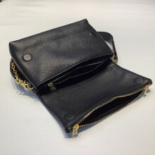 Sac à bandoulière pour femme, Décoration aile, 2 chaînes, Noir