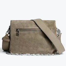 Sac à bandoulière pour femme, modèle à ailes avec double chaîne, couleur Khaki Foncé