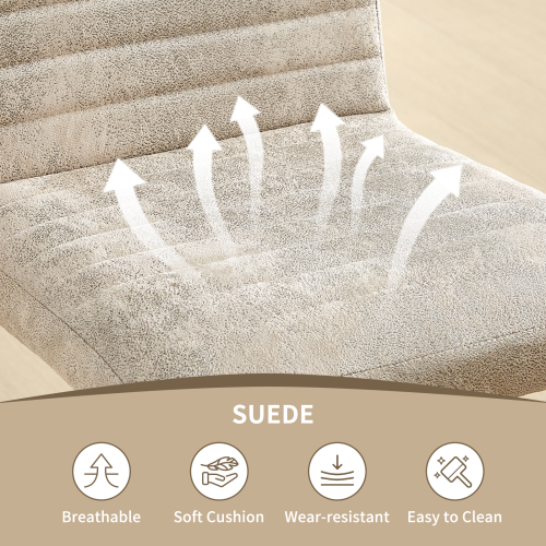 AINPECCA 2PCS Swivel Bar Stools Faux Suede Beige 2