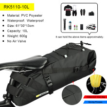 Rhinowalk Sacoche de Selle Vélo, Imperméable, Pliable, Capacité 10L, Noir