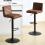 AINPECCA 1PCS Swivel Bar Stool Suede Brown HeightAdjustable 7