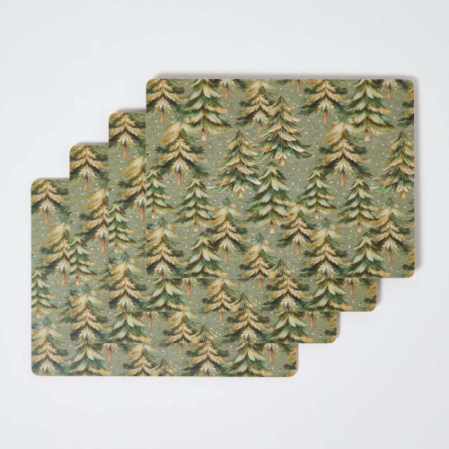 Homescapes Xmas Forest Placemats & Coasters, Set of 8 1