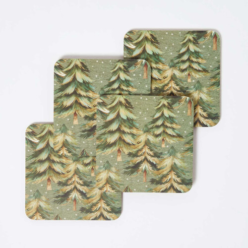 Homescapes Xmas Forest Placemats & Coasters, Set of 8 2