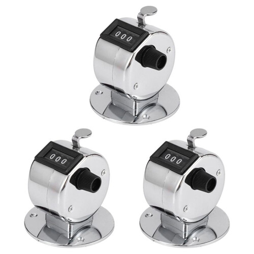 3X Round Base 4 Digit Manual Hand Tally Mechanical  Click Counter