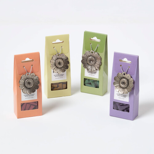 Homescapes Incense Cone Gift Set with Iron Flower Holder