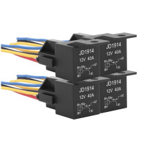 4er-Pack JD1914 Kfz-Relais-Set 12V 40A SPDT 5-Polig mit Verriegelbarer Relaisfassung und Kabelbaum für Kfz-Elektrik