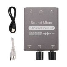 2 Channel Mixer 2 in 1 Out 3.5mm Sound Mixing Switcher with Dual Volume Control for Computers Headphones