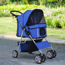 PawHut Poussette pour Chien, Gris Clair, Pliable, Acier et Tissu Oxford, pour Petits Chiens jusqu'Ă 10 kg