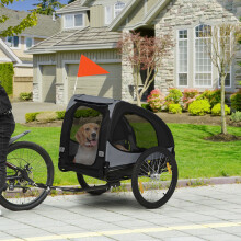 PawHut Remorque Vélo pour Chien Pliable, Rouge, Structure Acier, pour Chiens Moyens jusqu'à 20 kg
