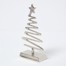 Silver Coiled Tree Ornament with Star