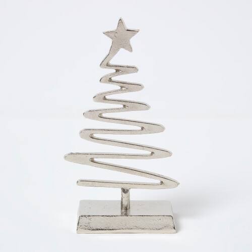 Homescapes Silver Coiled Tree Ornament with Star 1