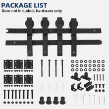 Quincaillerie pour porte coulissante pliante, Lot de 4 portes, Acier noir, Support 400 lbs