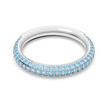 (7#=54mm) Silver Double Row Light Blue Cubic Zirconia Full Eternity Band Dainty Stackable Wedding Ring for Women 5642908