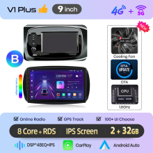 Junsun Autoradio, Système Android, CarPlay et Android Auto sans fil, GPS, Écran tactile pour Mercedes Benz Smart 453 Fortwo