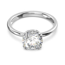 (8#=57mm) Silver 6 Prong Round Solitaire Engagement Ring Hidden Halo Clear Cubic Zirconia Dainty Wedding Jewelry for Women 5642637