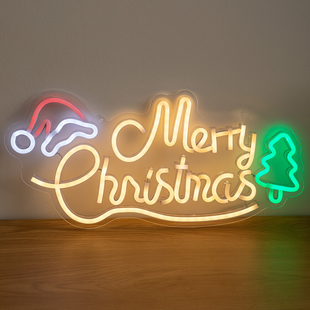 Green/Red/Yellow 43Cm Multicolou Neon Merry Christmas Led Sign With Usb Cable - Image 5
