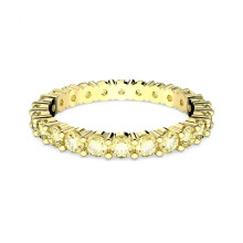 (8#=57mm) Gold Plated Single Row Round Yellow Cubic Zirconia Double Sided Full Eternity Band Dainty Stackable Wedding Ring for Women 5658663