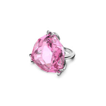 (7#=54mm) Silver Solitaire Ring Oversized Heart Cut Blush Pink Cubic Zirconia Prong Set Bold Statement Cocktail Jewelry for Women 5620677