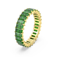 (6#=52mm) Gold Plated Baguette Cut Emerald Green Cubic Zirconia Full Eternity Band Stackable Wedding Ring for Women 5648909