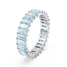 (8#=57mm) Silver Baguette Cut Sky Blue Aquamarine Cubic Zirconia Full Eternity Band Stackable Wedding Ring for Women 5661907