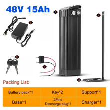 Batterie rechargeable Li-ion 48V 15Ah, avec BMS intégré, pour vélo électrique et scooter